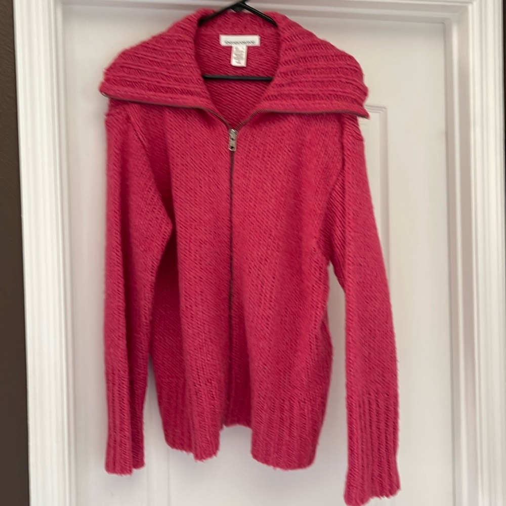 Hot pink warm zip front sweater